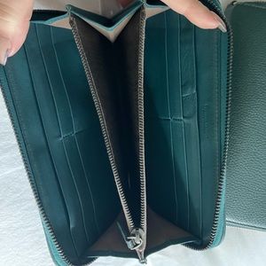 Teal Bottega Veneta Zip Wallet